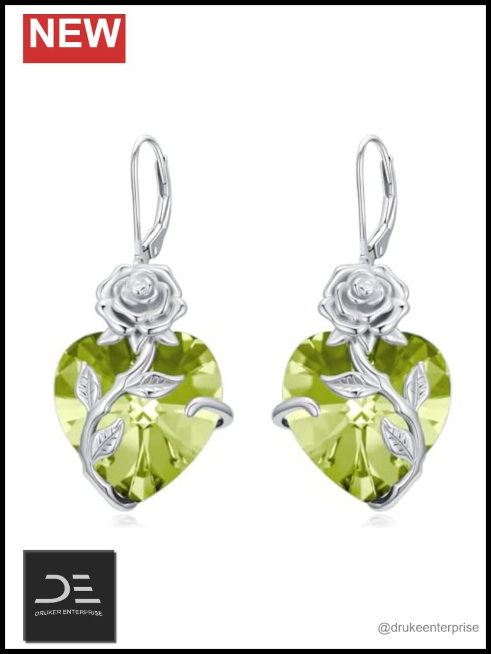 Sterling Silver Heart Birthstone Leverback Dangle Drop Earrings